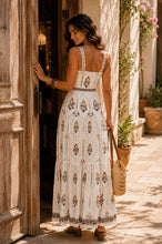 Load image into Gallery viewer, Viviluna Andalusian Garden Tiered Maxi Dress in White
