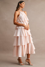 Load image into Gallery viewer, MABLE Halter Neck Ruffle Tiered Midi Dress in Light Pink
