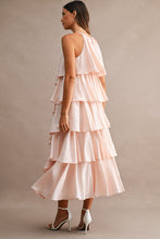 Load image into Gallery viewer, MABLE Halter Neck Ruffle Tiered Midi Dress in Light Pink
