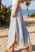 LovLov Lace Lace Tulip Washed Denim Relaxed Fit Jeans in Light Denim