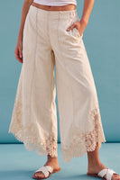 LovLov Lace Lace Tulip Washed Denim Relaxed Fit Jeans in Ivory