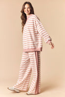 Peach Love Thermal Side Banded Striped Set in Dusty Pink