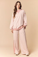 Peach Love Thermal Side Banded Striped Set in Dusty Pink