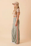 Heimish Leopard Print Heart Stripe Wide-Leg Pants in Cream