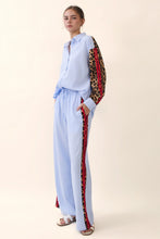 Load image into Gallery viewer, Oddi Striped Wide Leg Pants with Contrasting Leopard Print and Stripes in Blue Stripe
