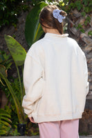 BucketList 'MAHJ' & 'BAM' Print Reversible Mockneck Sweatshirt in Ash Grey/Pink