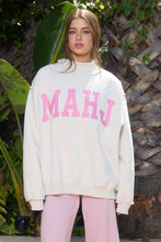 Load image into Gallery viewer, BucketList 'MAHJ' &amp; 'BAM' Print Reversible Mockneck Sweatshirt in Ash Grey/Pink
