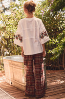 Oddi Floral Embroidered Knit Top in White
