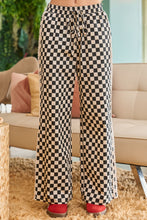 Load image into Gallery viewer, Jade by Jane Checkerboard Lace Trim Wide Leg Pants in Black
