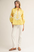 Load image into Gallery viewer, Jodifl Baroque Applique Detail Top in Yellow

