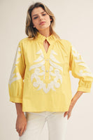 Jodifl Baroque Applique Detail Top in Yellow