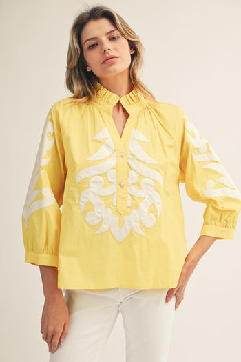 Jodifl Baroque Applique Detail Top in Yellow