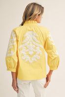Jodifl Baroque Applique Detail Top in Yellow