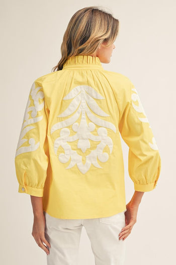 Jodifl Baroque Applique Detail Top in Yellow