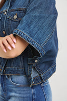RISEN Flowy Square Cape Denim Jacket in Dark