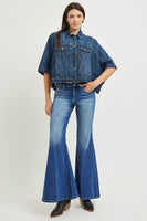 RISEN Flowy Square Cape Denim Jacket in Dark