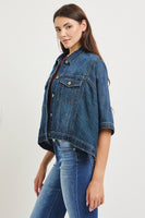 RISEN Flowy Square Cape Denim Jacket in Dark