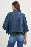 RISEN Flowy Square Cape Denim Jacket in Dark