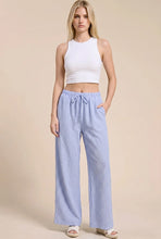Load image into Gallery viewer, Charlotte Avery Pinstriped Linen Wide Leg Pants in Blue
