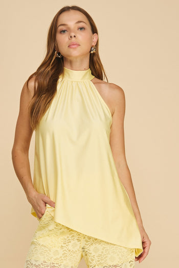 if She Loves Avira Knit Shiny Blouse in Buttered Yellow
