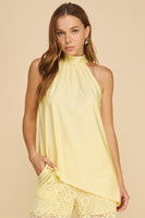 if She Loves Avira Knit Shiny Blouse in Buttered Yellow