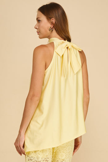 if She Loves Avira Knit Shiny Blouse in Buttered Yellow