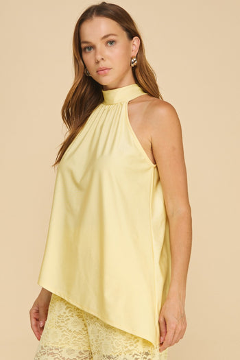 if She Loves Avira Knit Shiny Blouse in Buttered Yellow