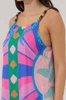 Sugarlips Aurey Beaded Sleeveless Mini Dress Tropical in Pink-Green