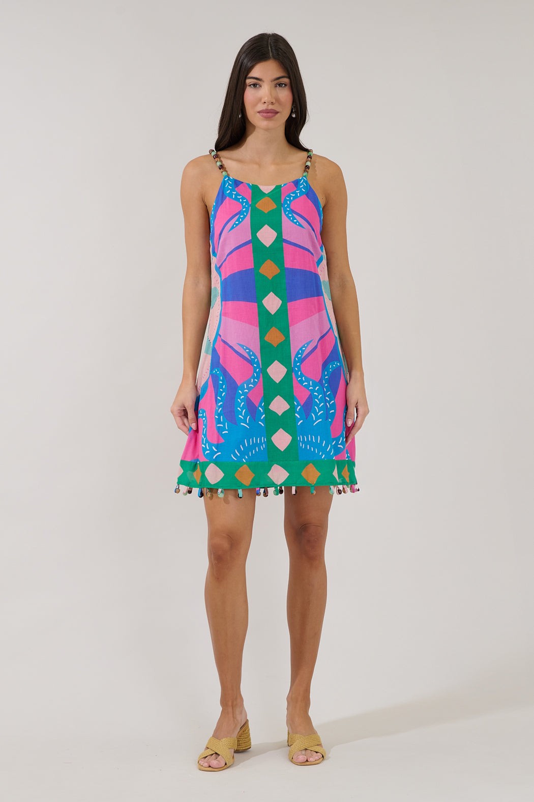 sugarlips dresses Tindrie Floral Ruffle Flounce Mini Dress OLIVE-BLACK / S by Measurements taken from size S Sugarlips Rainbow Tropics Floral Printed