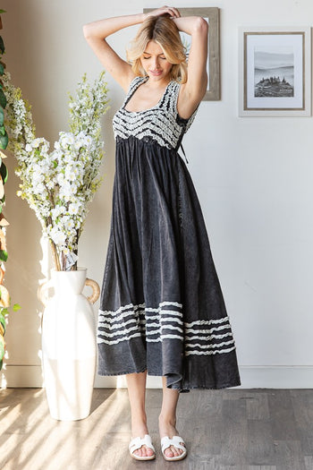 Oli & Hali Midi Dress with Frilled Details in Black