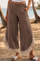 LovLov Lace Tulip Washed Denim Relaxed Fit Jean in Mocha Musse