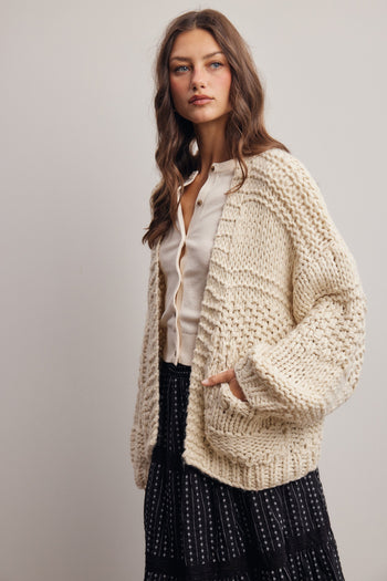 Forte Chunky Knit Cardigan in Ivory