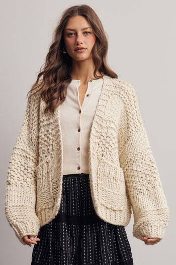 Forte Chunky Knit Cardigan in Ivory