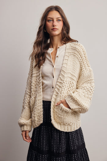 Forte Chunky Knit Cardigan in Ivory