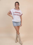 Star Drop Alabama Sweetheart Print Top in White/Deep Red