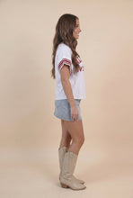 Load image into Gallery viewer, Star Drop Alabama Sweetheart Print Top in White/Deep Red
