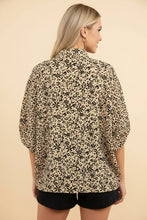Load image into Gallery viewer, Heimish Animal Print V-neck Blouse With Contrast Trim in Taupe
