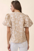 Load image into Gallery viewer, Oddi Textured Floral Jacquard Top in Champagne
