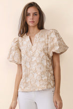 Load image into Gallery viewer, Oddi Textured Floral Jacquard Top in Champagne
