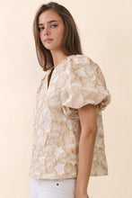 Load image into Gallery viewer, Oddi Textured Floral Jacquard Top in Champagne
