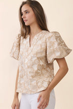 Load image into Gallery viewer, Oddi Textured Floral Jacquard Top in Champagne
