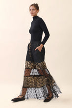Load image into Gallery viewer, Oddi Mixed Print Tired Pants in Black Leopard Combo
