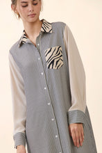 Load image into Gallery viewer, Oddi Striped Shirt Dress in Taupe Ivory
