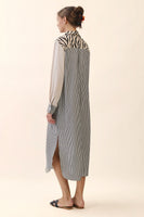 Oddi Striped Shirt Dress in Taupe Ivory