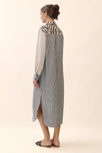Load image into Gallery viewer, Oddi Striped Shirt Dress in Taupe Ivory
