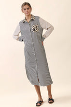 Load image into Gallery viewer, Oddi Striped Shirt Dress in Taupe Ivory

