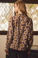 Oddi Floral Print Blouse in Burgundy