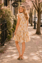 Load image into Gallery viewer, Sew in Love Floral Mini Dress with Contrasting Stripe Detail in Ivory/Lavender
