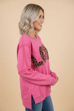 Load image into Gallery viewer, Heimish Leopard Love Applique Drop Shoulder Sweatshirt in Pink
