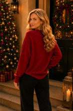 Load image into Gallery viewer, Sew in Love Relaxed Fit MERRY Graphic Cozy Crew Neck Sweater in Burgundy

